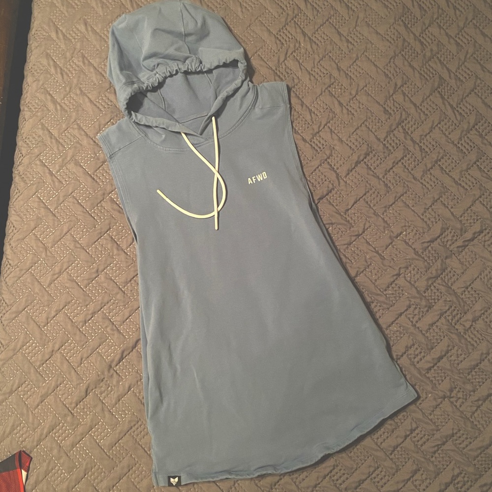 Alpha Forward Blue Hooded Sleeveless top -Small